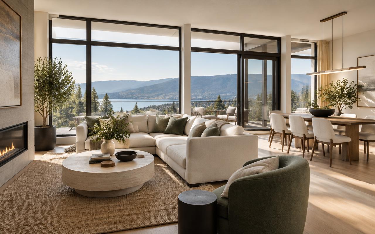 Prepared Okanagan living and dining room ready for market