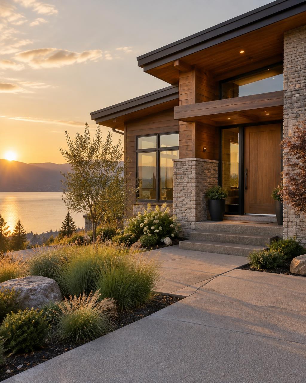 Okanagan home at golden hour